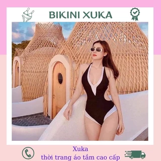 Đồ bơi liền thân. Bikini khoét eo phối trắng sexy XUKA XK33