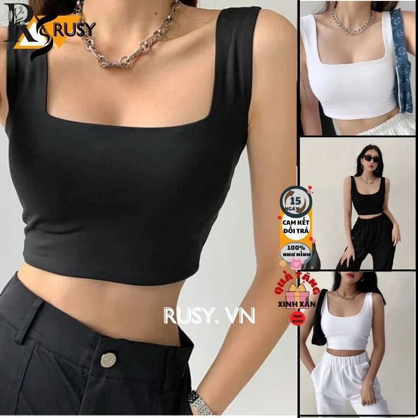 Áo Kiểu Croptop Thiết Kế Basic Dễ Phối Đồ Kiểu Dây Áo Bảng To Chất Borip gân Co giãn Style Sexy Cá Tính