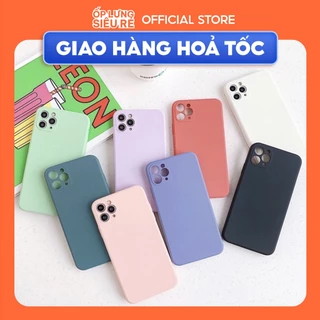 Ốp lưng cạnh vuông Iphone 6G/XR/11/12 Pro/13/14+/14 Pro/....viền bảo vệ camera trơn màu