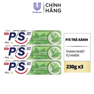 Bộ 3 Hộp Kem đánh răng P/S Thiên nhiên Trà Xanh giúp thanh nhiệt tự nhiên 230g