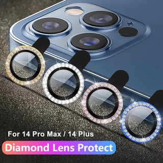 Nắp dán đính đá bảo vệ ống kính camera cho iPhone 11 12 13 14 15 Pro Max / 14 15 Plus / 13 mini