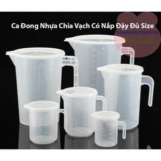 Cốc Đong Nhựa, Ca Đong Nhựa Định Lượng Có Nắp Đậy Pha Chế Bằng Nhựa Chia Vạch (2L, 3.5L, 5L)