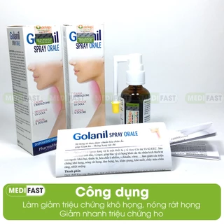 Xịt họng giảm ho đau họng Golanil Spray chai 30ml giảm khô nóng rát đau họng cho người lớn thành phần thảo mộc