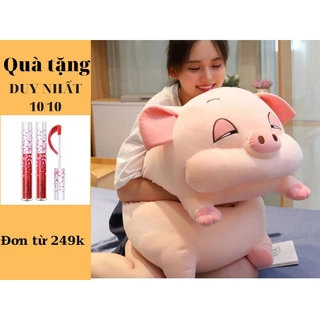 Gấu Bông Heo Lợn 80cm - 1m1 .Thú Nhồi bong ôm bình sữa phê cần lim dim Siêu to khổng lồ béo đáng yêu ngộ nghĩnh