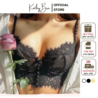 A01 Áo Lót Ren Bralette KATHY BRA Dáng Croptop Nút Bọc Có Gọng Mút Mỏng Hai Dây Sexy Gợi Cảm Corset