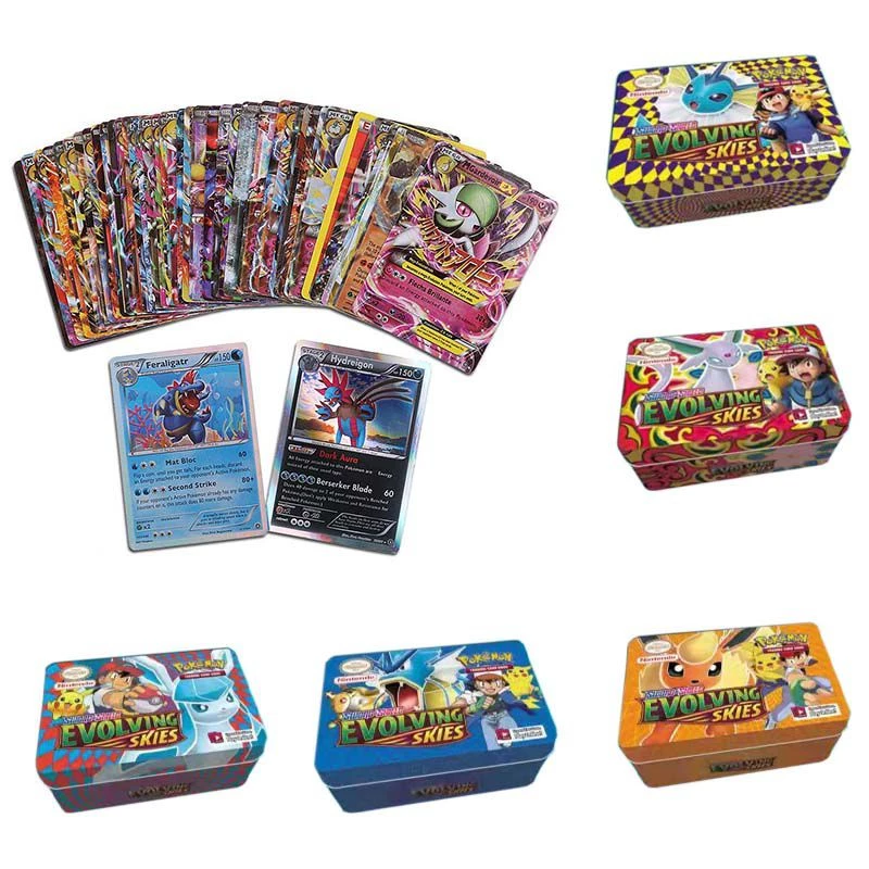 New 40PCS Pokemon Cards Pokemon Trading Card Sun&Moon Cards in Metal Box Kids Gift