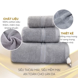 Khăn tắm gia đình 100% cotton mềm mại, thấm nước tốt, kt 60x120cm