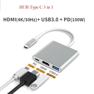 Hub Type C 3in1 - Cổng chuyển đổi HUB USB Type-C to HDMI, USB 3.0, PD Type-C cho Laptop, Điện thoại, Samsung Dex