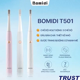 Bàn Chải Điện Bomidi T501  -3 chế độ Làm sạch ,chống thấm nước cấp IPX7, Hàng Cao Cấp Chính Hãng