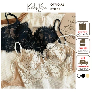 A01 Áo Lót Ren Bralette KATHY BRA Dáng Coptop Hai Dây Nút Bọc Có Gọng Nâng Ngực Mút Mỏng Sexy Gợi Cảm Corset