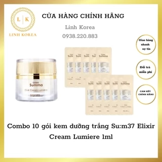 [ XẢ LỖ] Combo 10 gói kem dưỡng trắng Su:m37 Elixir Cream Lumiere 1ml