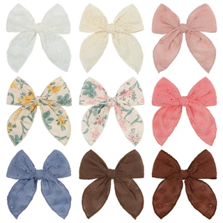 RainBow Bows 1 Kẹp Tóc Nơ Lớn Thêu Họa Tiết Xinh Xắn Cho Bé Gái