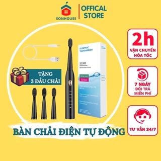 Bàn Chải Điện, Bàn Chải Đánh Răng Điện Tự Động 5 Chế Độ Thông Minh SONHOUSE - Tặng Kèm 3 Đầu Thay Thế