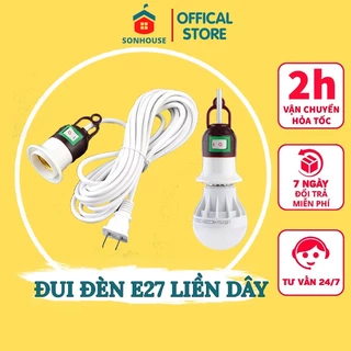 Đui Đèn E27, Chuôi Đèn E27 Vặn Xoáy, Có Công Tắc, Liền Phích Cắm Dây Dài 3M/5M SONHOUSE