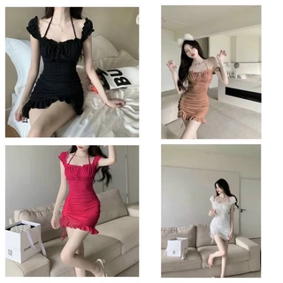 ĐẦM BODY NHÚNG EO DÂY RÚT BÈO CÚP NGỰC FORM ĐẸP SEXY TÔN DÁNG 😍