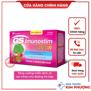 GS Imunostim Junior - Tăng cường miễn dịch và sức khỏe đường hô hấp cho bé, người lớn Cộng hòa Séc (Hộp 20 Viên ngậm)