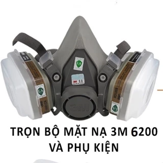 Khẩu Trang Chống Độc 3M 6200 - Trọn Bộ Phun Sơn Pu Hóa Chất Bao Gồm 1 Thân Mặt Nạ + 2 Phin Lọc + 2 Bông Lọc + 2 Nắp Giữ