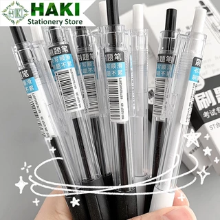 Bút bi bấm mực gel nước HAKI mực đen đỏ xanh viết đều mực phụ kiện văn phòng phẩm B05