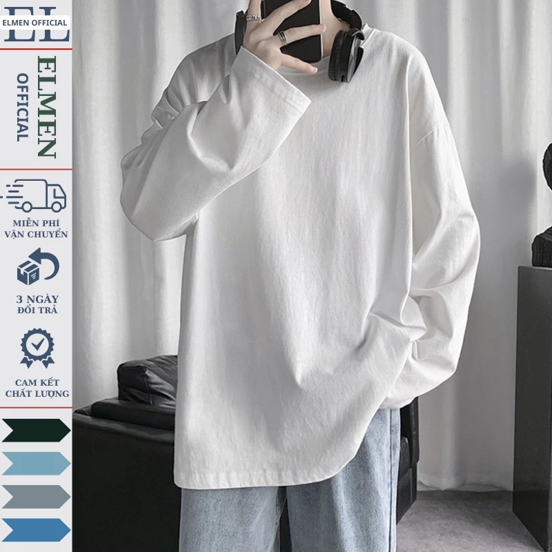 áo phông trơn tay dài SuD01 phom rộng dáng unisex trend 2022