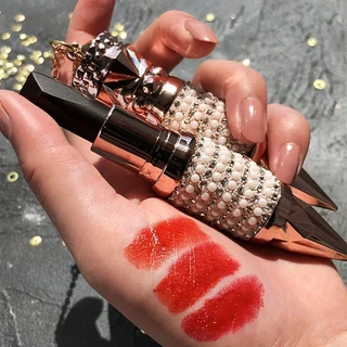 3 in 1 Lipstick Queen Scepter Matte Lipstick with Chain Moisturizing Long Lasting Nonstick Cup Fade Lipstick Makeup