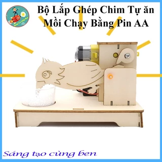 Đồ chơi stem - Bộ lắp ghép Chú chim gỗ tự mổ vui nhộn, Đồ chơi giáo dục sáng tạo, trí tuệ an toàn cho bé