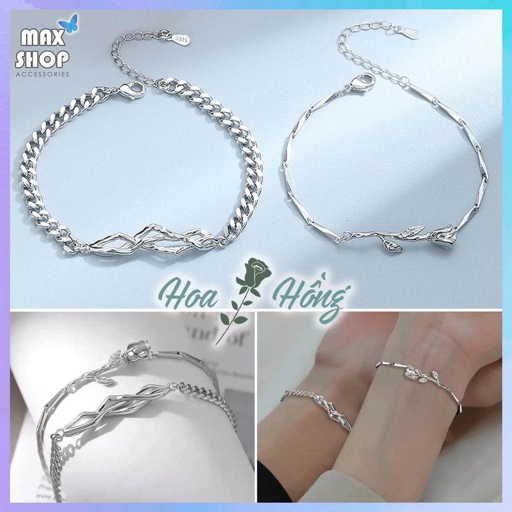 Vòng tay đôi nam nữ HOA HỒNG couple ý nghĩa dành cho cặp đôi