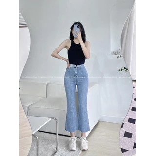 [Mã FATOP12 giảm 30K đơn 150K] Quần jean nữ ống loe dáng dài cạp cao chất co dãn siêu tôn dáng Emilyshop (J)