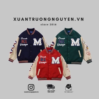 Áo khoác bomber jacket varsity nam nữ hình chữ M số 21 phong cách bóng chày unisex trẻ trung 2022