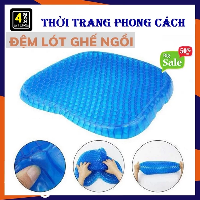 Đệm Ngồi 3D 2 Lớp Dạng Gel Thoáng Khí - Đệm Gel Tổ Ong Lót Ghế Trên Ô Tô Giúp Tuần Hoàn Máu,Chống Đau Mỏi Lưng Loại Tốt