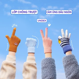 Găng bao tay len nữ cảm ứng đầu ngón tay lông cừu Inwinter chống nắng và giữ ấm cho mùa đông có nhiều màu chọn GT04