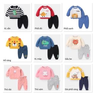 Bộ sweater, bộ dài thu đông cao cấp bé trai, bé gái size 5-21kg