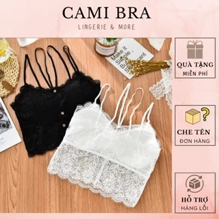 Áo Bra ren hoa 2 dây cao cấp, áo Bralette có đệm thiết kế khuy trước sexy siêu quyến rũ A03