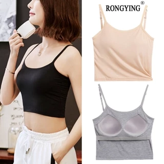 Ice Silk Modal Camisole Nữ Có Miếng Lót Ngực Không Vòng Thép Một Mảnh Bên Ngoài Mặc Bên Trong Ngắn Crop Đáy Áo Sơ Mi Quần Lót