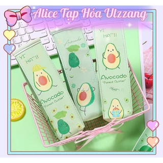 Hộp Đựng Bút Hình Hộp Sữa Cute, Hộp Bút Học Sinh Quả Bơ Avocado Dễ Thương, Da PU, Khoá Zipper ALICE024