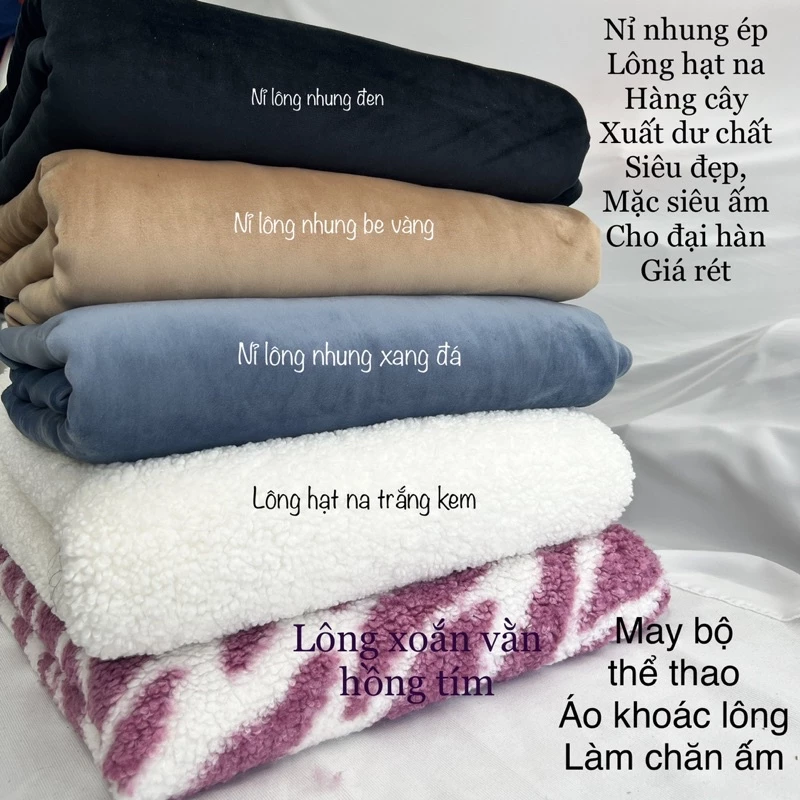 Vải Nỉ Bông, nỉ lông , lông hạt na mùa đông siêu ấm. vải dày dặn hợp may áo giữ ấm cho mùa đông