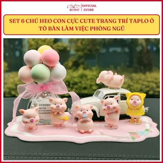 Trang Trí Ô Tô Bàn Làm Việc Bàn Học Set 6 Chú Heo Con Siêu Dễ Thương - Phụ Kiện Decor Xe Hơi Ruffo Cao Cấp Giá Rẻ