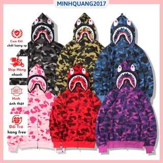 Áo Hoodie Nỉ Hoạ Tiết Hình Cá Mập Mũ 2 Lớp Nam Tính Có Dủ Màu