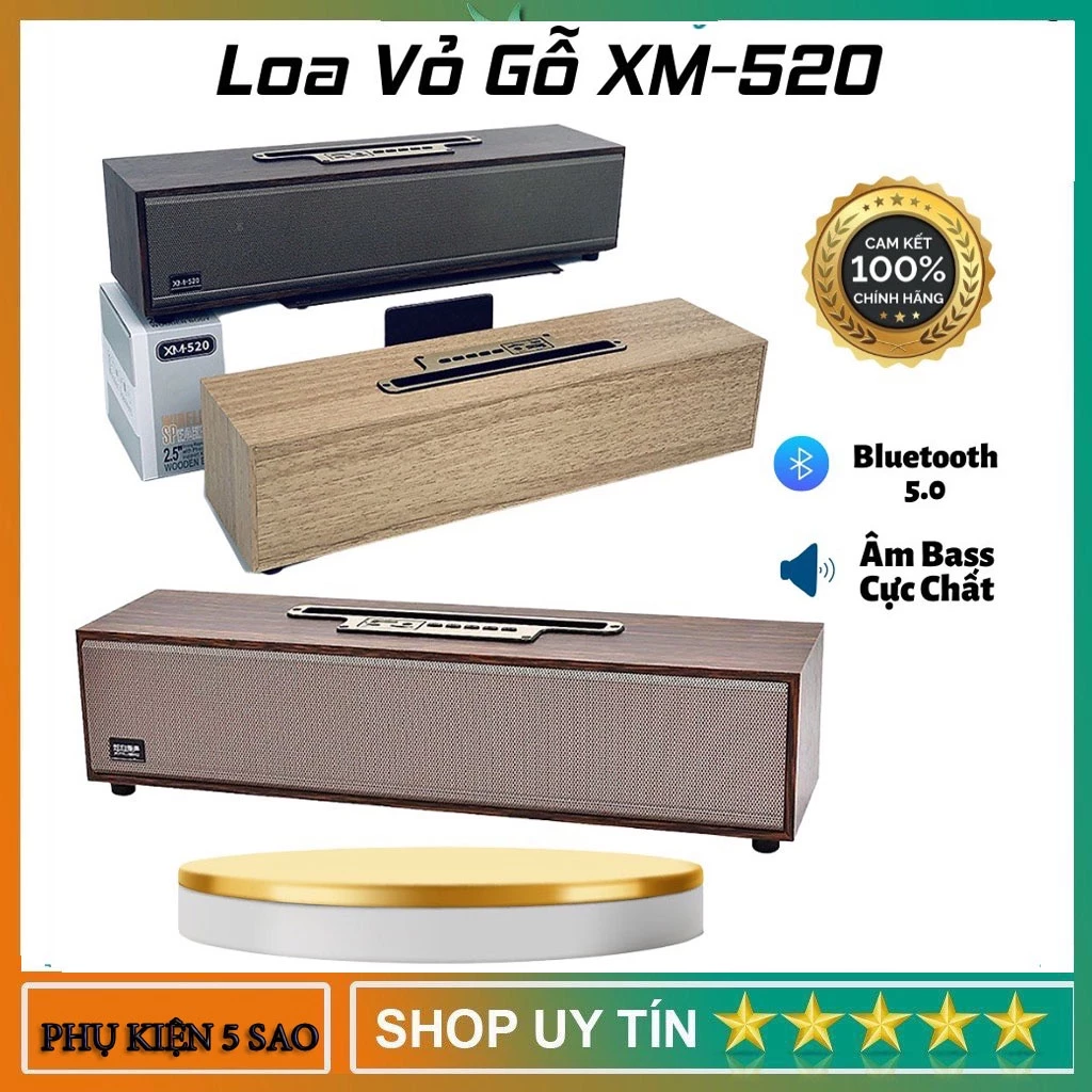 Loa Bluetooth Võ Gỗ XM-520 20W. Loa XM 520 Âm Thanh Cực Đỉnh Thiết Kế Sang Trọng Bass Siêu Trầm Siêu Ấm