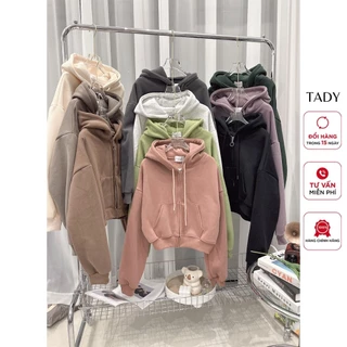 Áo Khoác Croptop Hoodie Lửng Nữ Phối Zip Chất Vải Nỉ Mềm Mịn - Áo Khoác Croptop Có Mũ Dáng Lửng Thời Trang