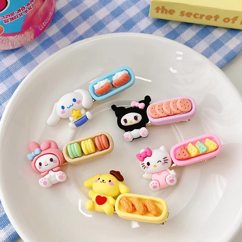 SANRIO Kẹp Tóc Mái Ngang Màu Kẹo Họa Tiết Hoạt Hình Phong Cách Hàn Quốc 2023