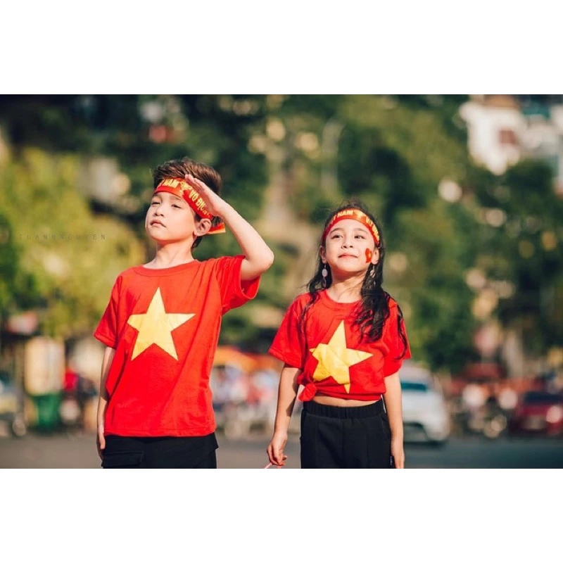 Áo Cờ Đỏ Sao Vàng Trẻ Em Cotton, Áo phông cotton