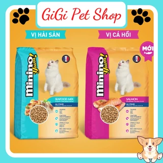 Thức ăn hạt 350g cho mèo lớn nhỏ Minino Yum thú cưng con nhỏ trưởng thành hải sản bổ sung dinh dưỡng - GiGi Pet Shop