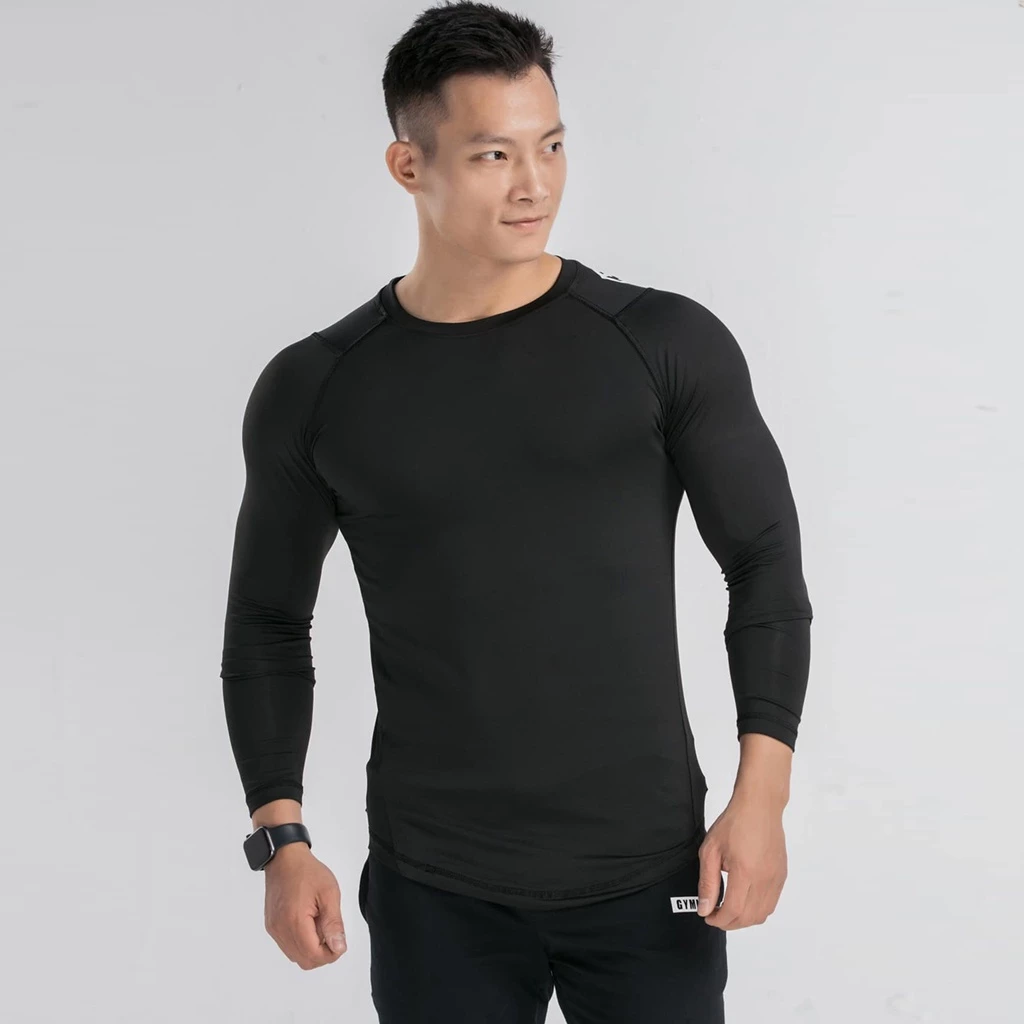 Áo giữ nhiệt nam , áo thun nam dài tay thể thao tập gym  phom ôm Gym Max chính hãng thun poly 4 chiều