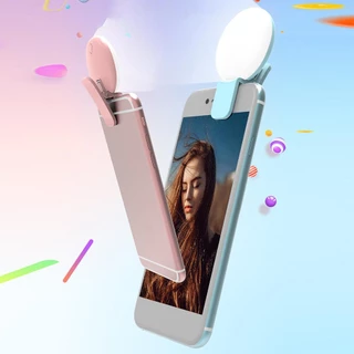 Đèn LED Tròn Kẹp Điện Thoại Có Thể Sạc Lại Bằng Cổng USB Hỗ Trợ Chụp Hình Selfie