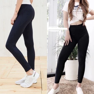 Quần legging dài nữ cạp cao nâng mông vải cotton dày mỏng co giãn có bigsize 100kg