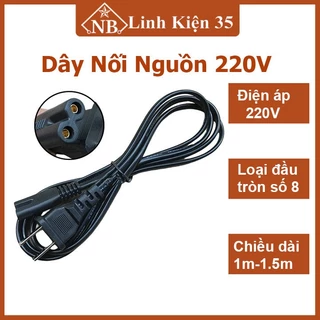 Linh kiện dây nguồn đầu tròn số 8 AC 220V 2 chân dài (1 mét) chính hãng