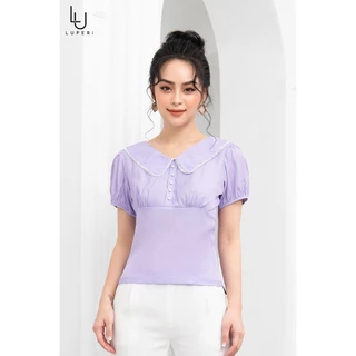 Áo Sơ Mi Nữ Ngắn Tay Cổ Bèo LUPERI LFSM1164 Chất Đũi Hàn Quốc Cao Cấp Cho Nữ Công Sở