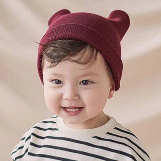 Mũ beanie Trùm Tai Giữ Ấm Màu Sắc Đơn Giản Cho Bé