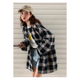 Áo sơ mi caro oversize unisex dư xịn có bigsize