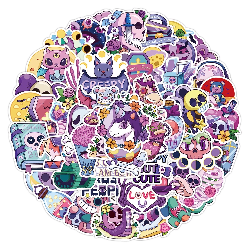 Hình dán Sticker 50 tấm graffiti hoạt hình /kinh dị chống nước dán mũ bảo hiểm, dán xe, điện thoại, 107